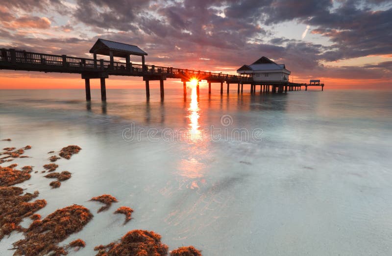Clearwater Beach Florida, sunset with pier 60 in view. Clearwater Beach Florida, sunset with pier 60 in view.