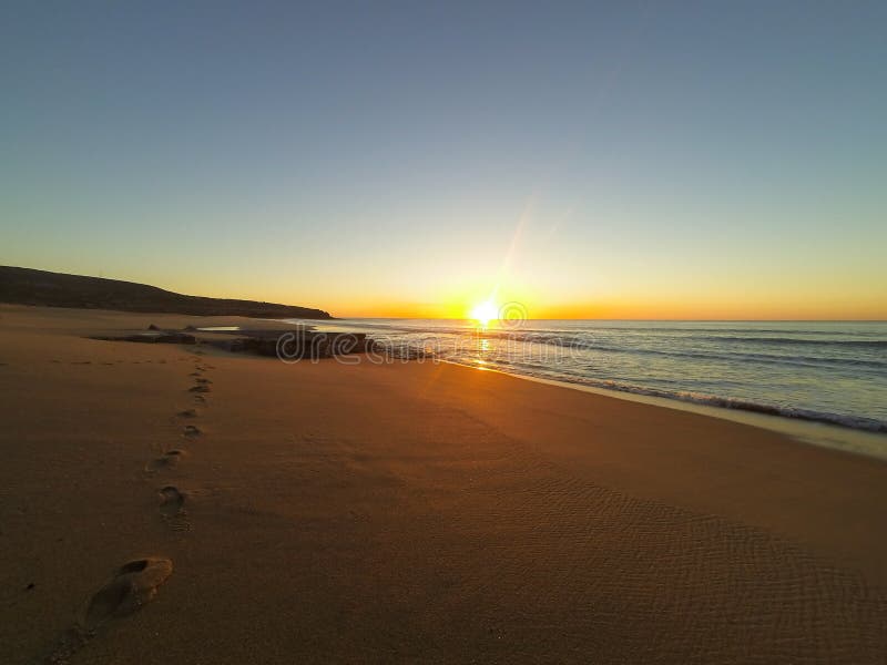 Заход солнца на пляже, Ericeira стоковые фото Заход солнца на пляже, Ericeira стоковые фото