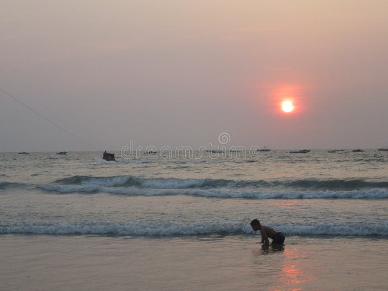 Заход солнца на побережье и пляжах Goa стоковые фото Заход солнца на побережье и пляжах Goa стоковые фото