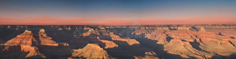 Panorama - Sunset at Hopi Point, Grand Canyon National Park, Arizona, USA. Panorama - Sunset at Hopi Point, Grand Canyon National Park, Arizona, USA