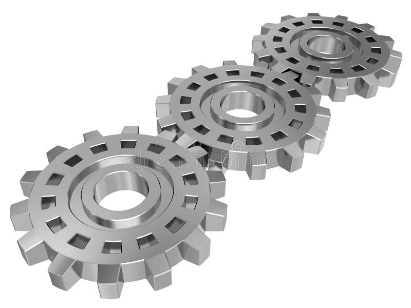 Steel gears of the mechanism isolated on a white background. Steel gears of the mechanism isolated on a white background