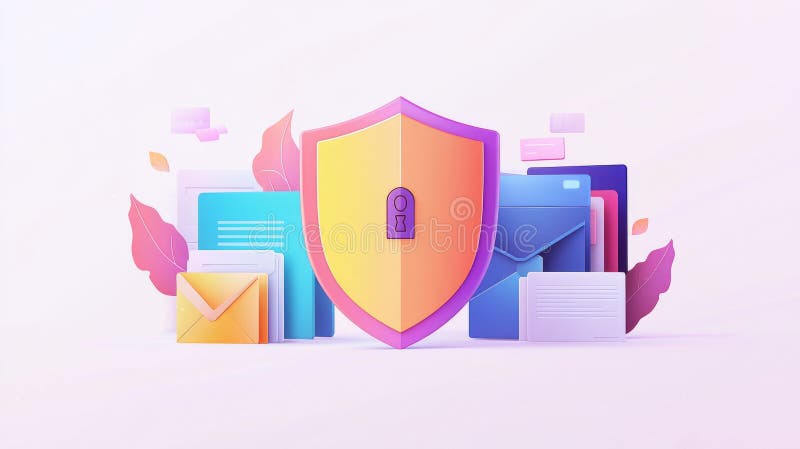 Защитите будущее с помощью яркой защитной панели и замка : Концептуальное видение цифровой крепости и технологической безопасности иллюстрация штока