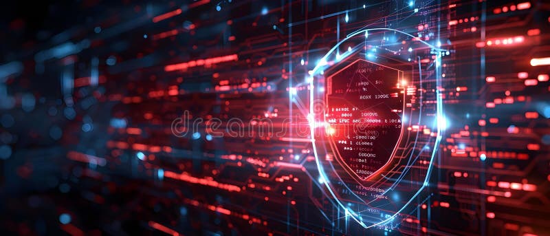 защитный экран : цифровая крепость. концепция шифрование кибербезопасности цифровой иллюстрация штока