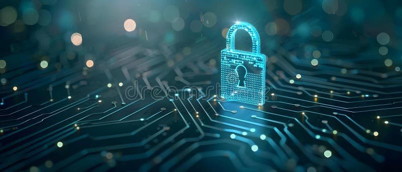 защищенная цифровая крепость : минималистская киберзащита. концепция кибербезопасности иллюстрация вектора