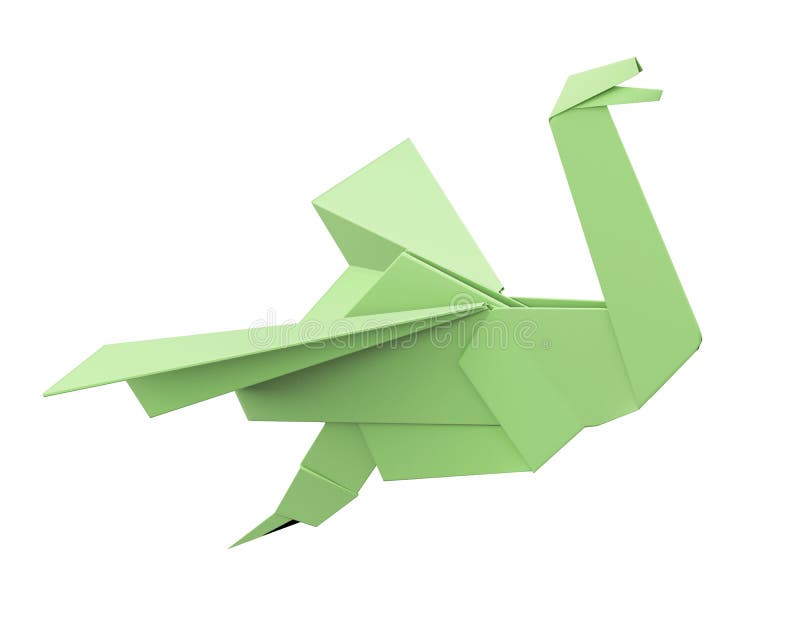 Зеленая птица origami изолированная на белой предпосылке перевод 3d иллюстрация штока Зеленая птица origami изолированная на белой предпосылке перевод 3d иллюстрация штока