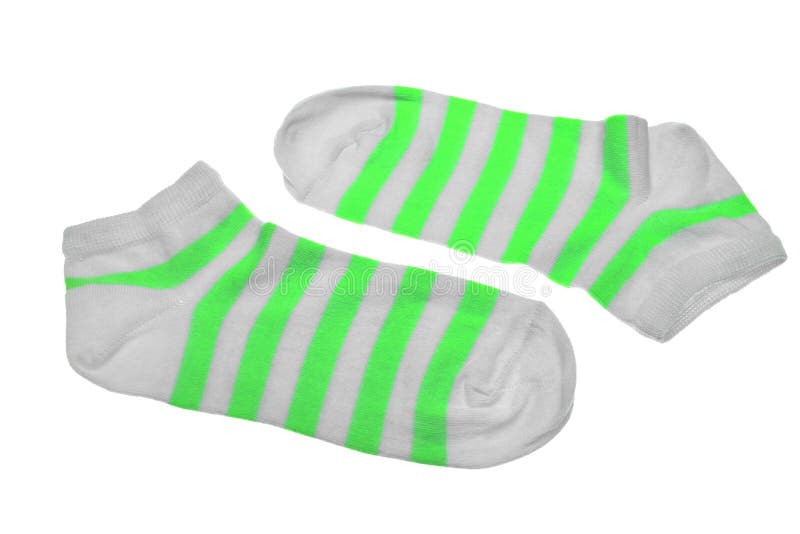 Зеленые пар неоновые и белые Striped носки дам стоковые фотографии rf