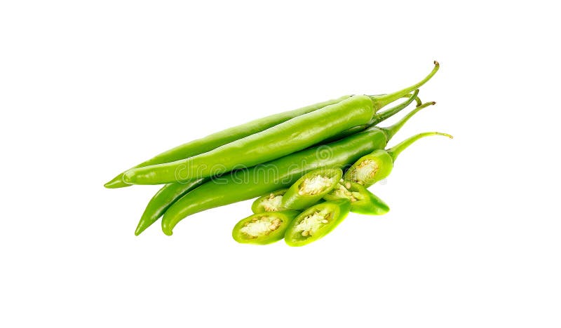 Зеленый цвет перца Chili изолированный на белой предпосылке стоковое изображение rf