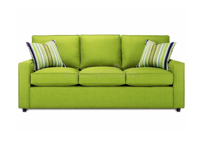 Nice green sofa with pillows over white background. Nice green sofa with pillows over white background