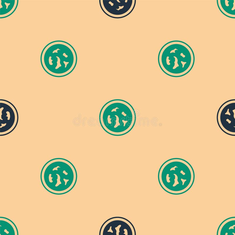 зеленое и черное блюдо Петри с бактериями иконка изолирующая модель на бэйдж фон. вектор иллюстрация штока