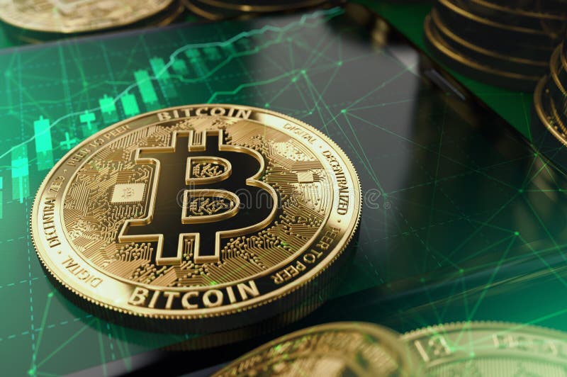 Зеленые диаграммы показывая рост Bitcoin Большие доходы для концепции инвесторов cryptocurrency перевод 3d бесплатная иллюстрация