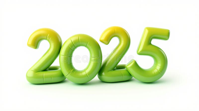 зеленые числа 2025 года с изолированной змеей на белом фоне 3d букет. символ китайского нового 2025 года бесплатная иллюстрация