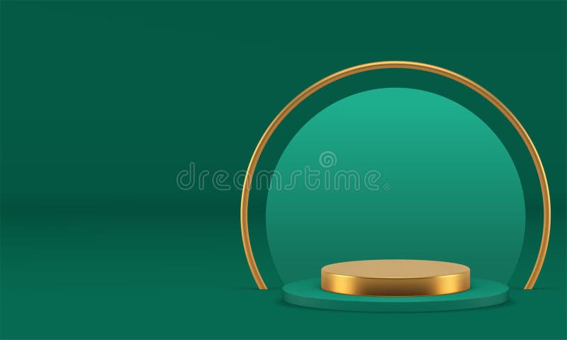 зеленый 3d люкс пьедестал пьедестал подиума с круглым фоном реалистичный вектор иллюстрация иллюстрация вектора