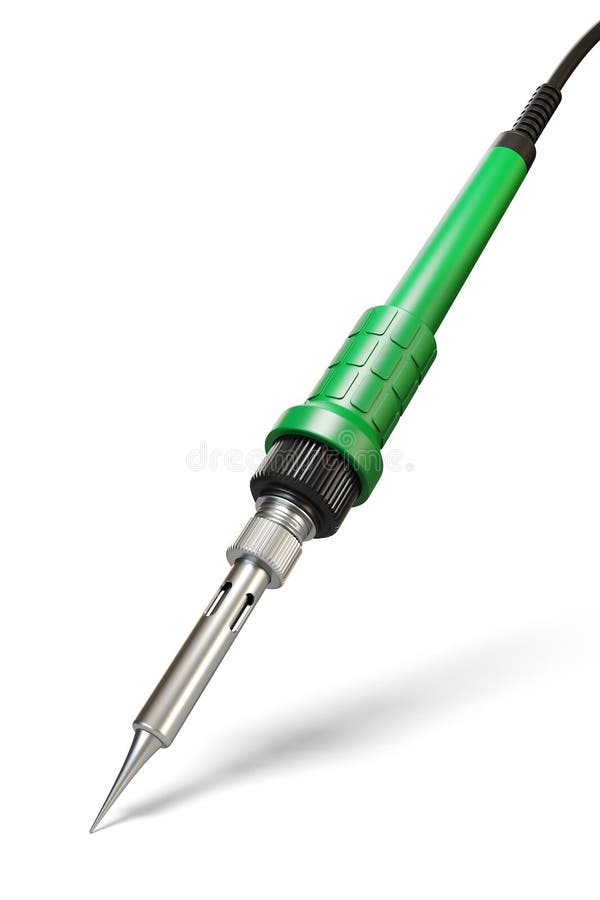 Green soldering iron isolated on white background 3d. Green soldering iron isolated on white background 3d