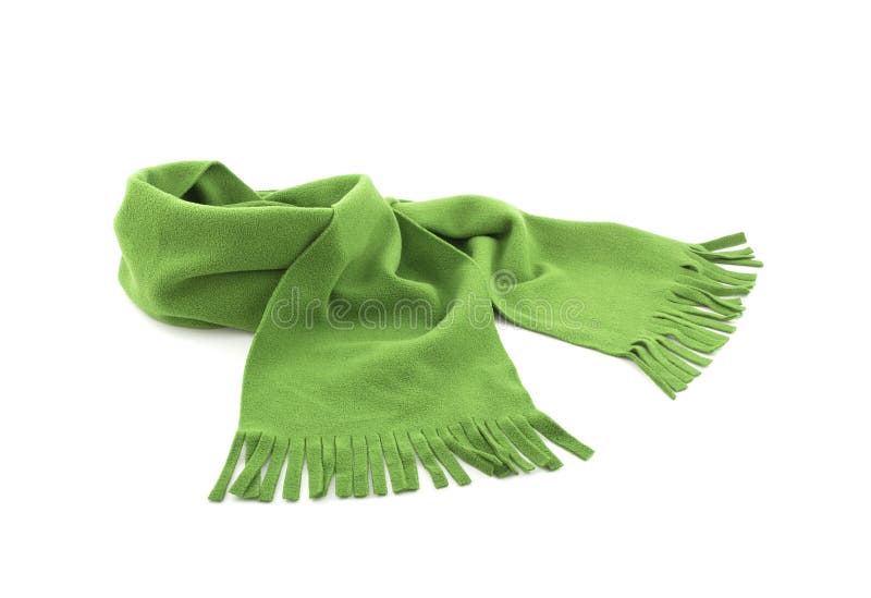 Зеленый шарф на белой предпосылке
