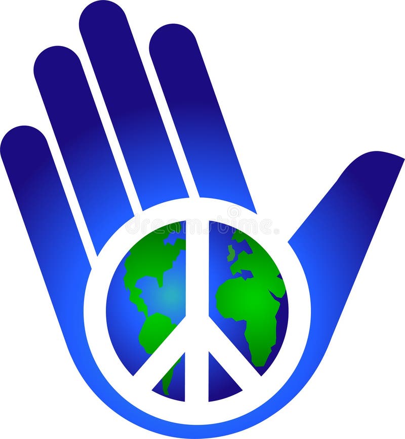 Illustration of a hand with a peace symbol overimposed on the earth...symbol for man's part in keeping world peace. Illustration of a hand with a peace symbol overimposed on the earth...symbol for man's part in keeping world peace.