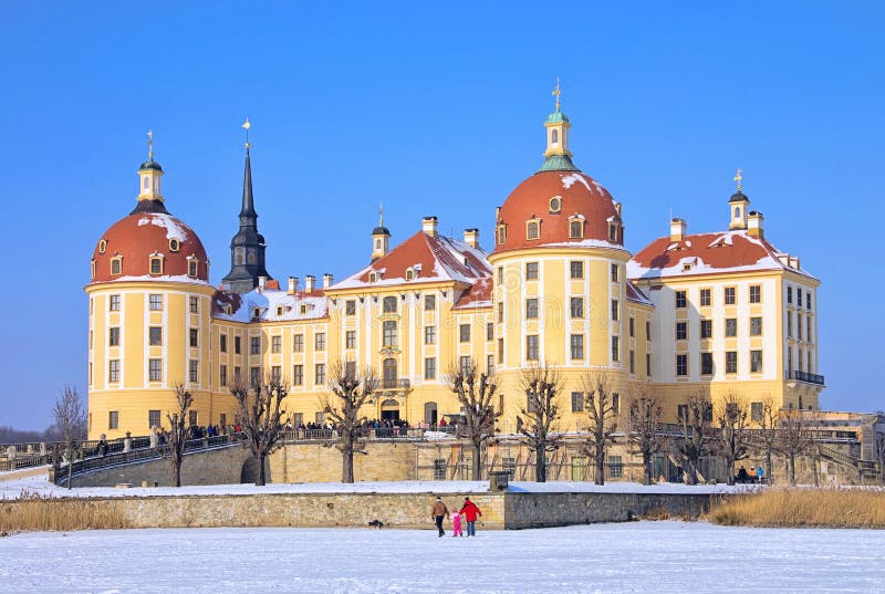 зима moritzburg замока стоковое изображение