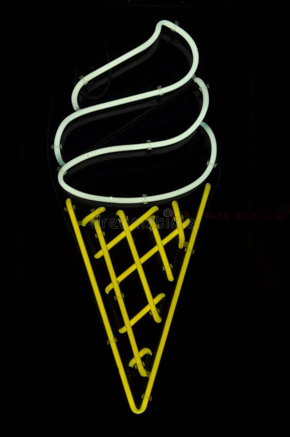 знак cream льда конуса неоновый стоковые изображения rf знак cream льда конуса неоновый стоковые изображения rf