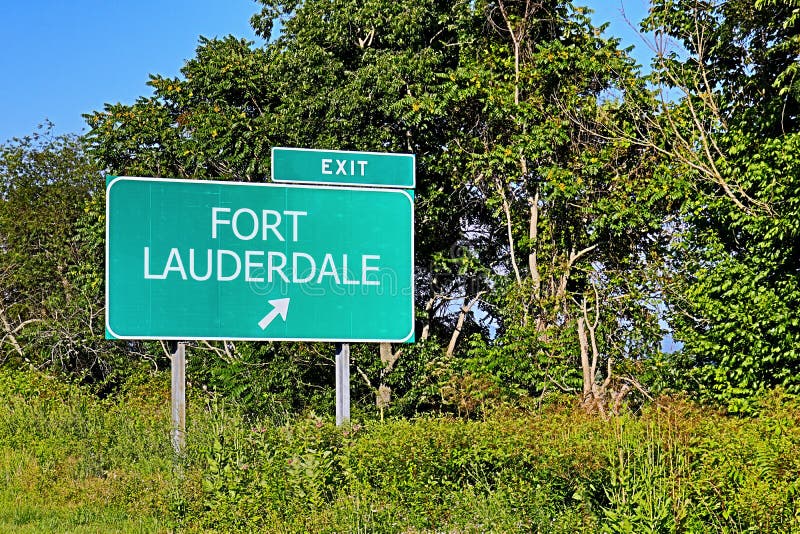 Знак выхода шоссе США для Fort Lauderdale стоковая фотография rf Знак выхода шоссе США для Fort Lauderdale стоковая фотография rf