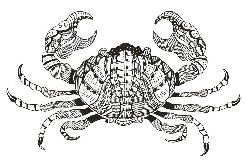 Знак зодиака - Карцинома также вектор иллюстрации притяжки corel Рак Грифели Zentangle иллюстрация штока Знак зодиака - Карцинома также вектор иллюстрации притяжки corel Рак Грифели Zentangle иллюстрация штока