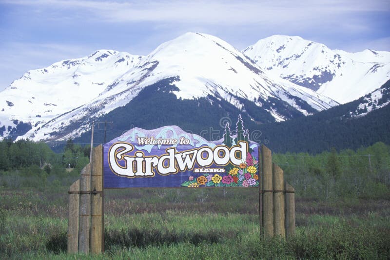 Знак который читает гостеприимсво к Girdwood, ½ ½ ¿ ï ¿ Alaskaï