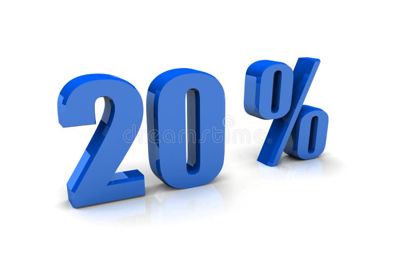 20 Percentage Sign in Three-dimensional Shape. 20 Percentage Sign in Three-dimensional Shape