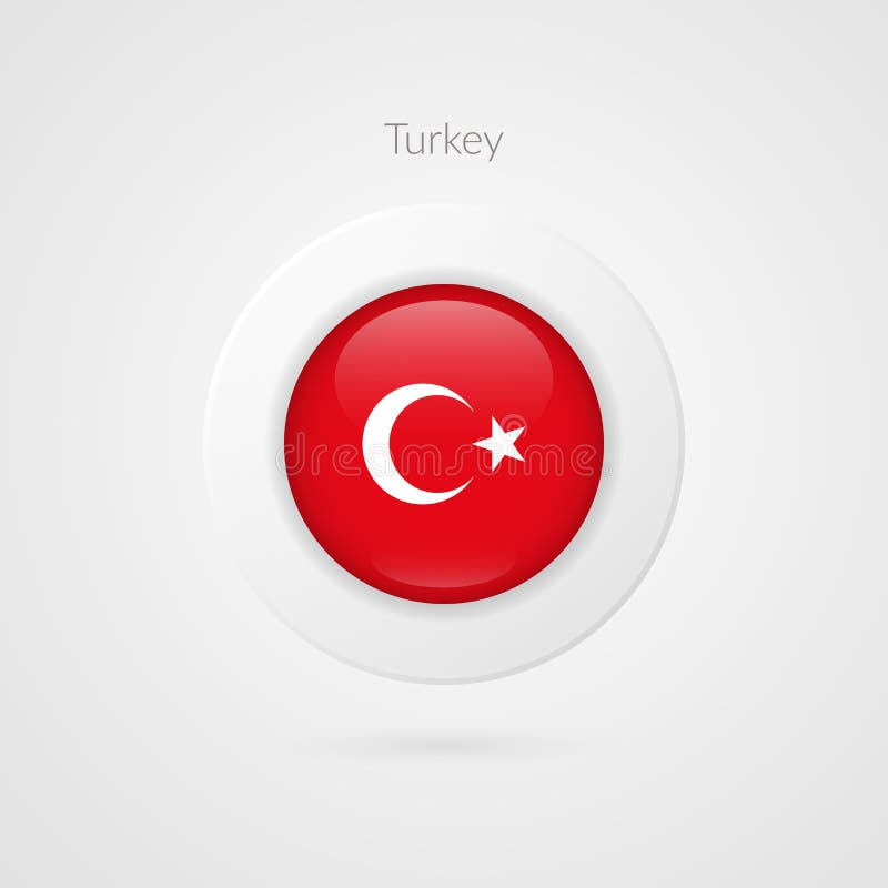 Знак флага Turkish вектора Символ круга Турции Значок иллюстрации страны для перемещения, сети, спортивного мероприятия иллюстрация штока