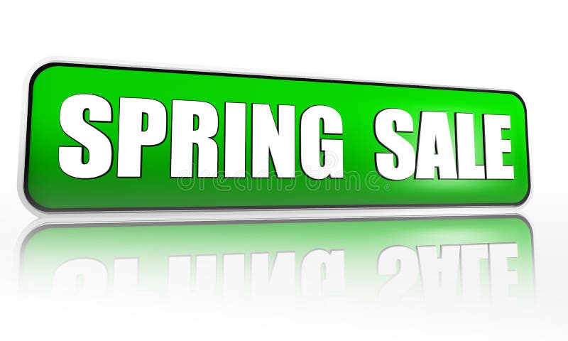 Spring sale button - 3d green banner with white text, business concept. Spring sale button - 3d green banner with white text, business concept