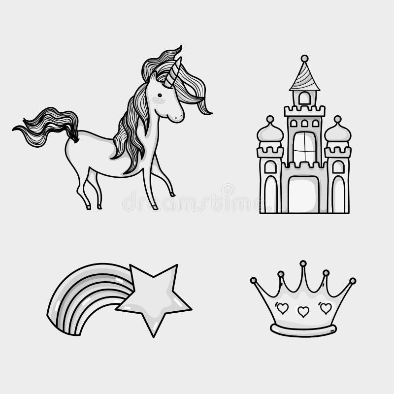 Значки doodle мира фантазии и волшебства иллюстрация штока Значки doodle мира фантазии и волшебства иллюстрация штока