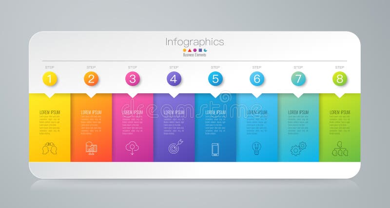 Infographics design vector and marketing icons can be used for workflow layout, diagram, annual report, web design. Business concept with 8 options, steps or processes. Infographics design vector and marketing icons can be used for workflow layout, diagram, annual report, web design. Business concept with 8 options, steps or processes.