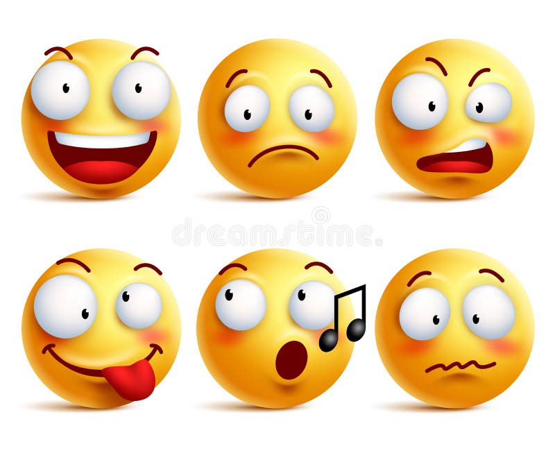 Значки или смайлики стороны Smiley с комплектом различных выражений лица бесплатная иллюстрация