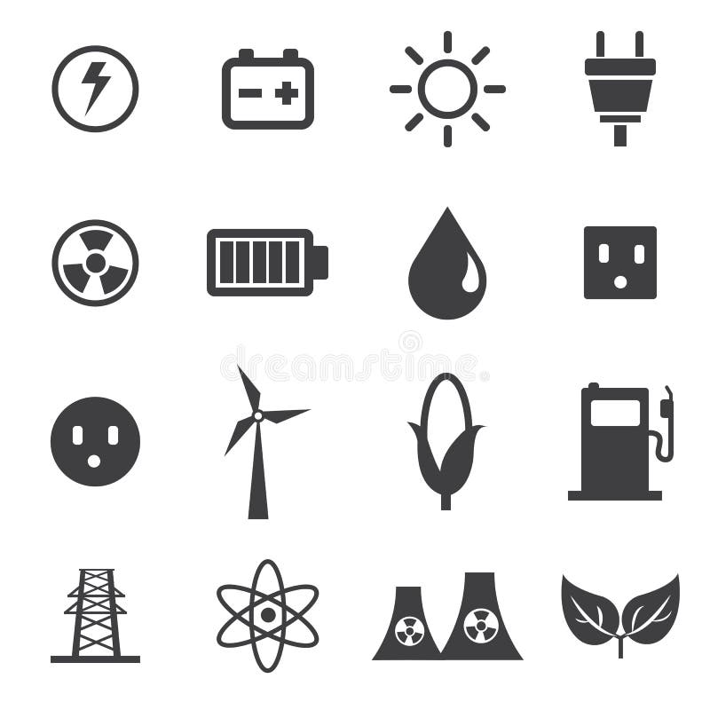 Значки энергии устанавливают, vector стиль дизайна illustion плоский бесплатная иллюстрация Значки энергии устанавливают, vector стиль дизайна illustion плоский бесплатная иллюстрация