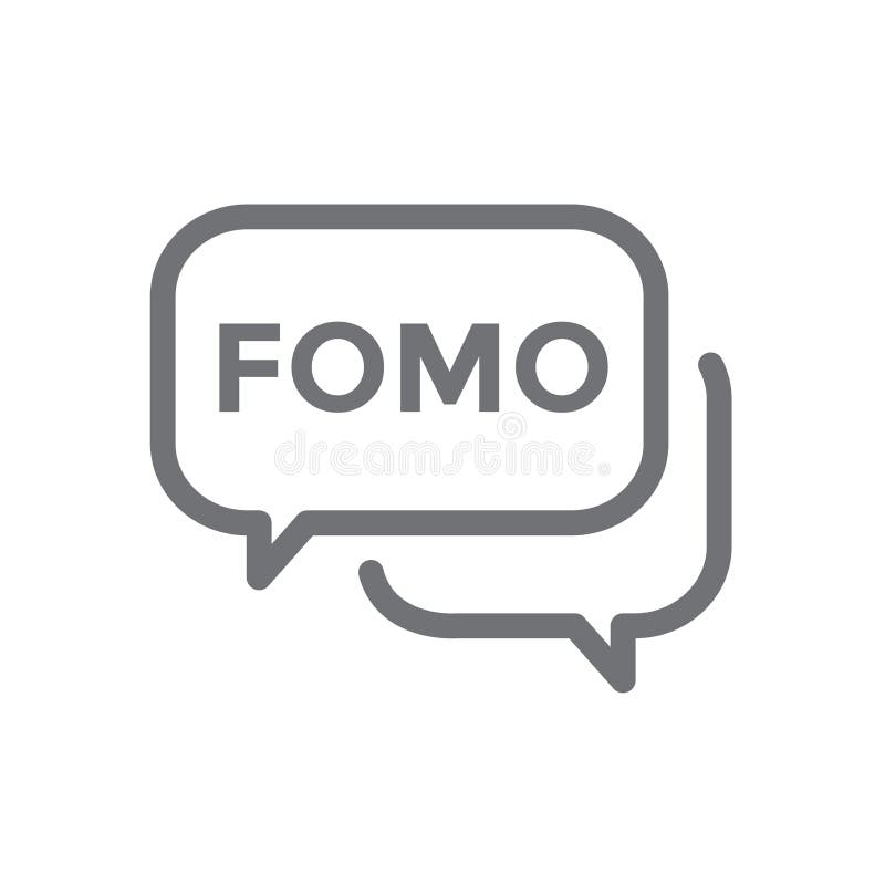 Значок FOMO - страх скучать по вне ультрамодному современному акрониму - социальный m иллюстрация вектора Значок FOMO - страх скучать по вне ультрамодному современному акрониму - социальный m иллюстрация вектора
