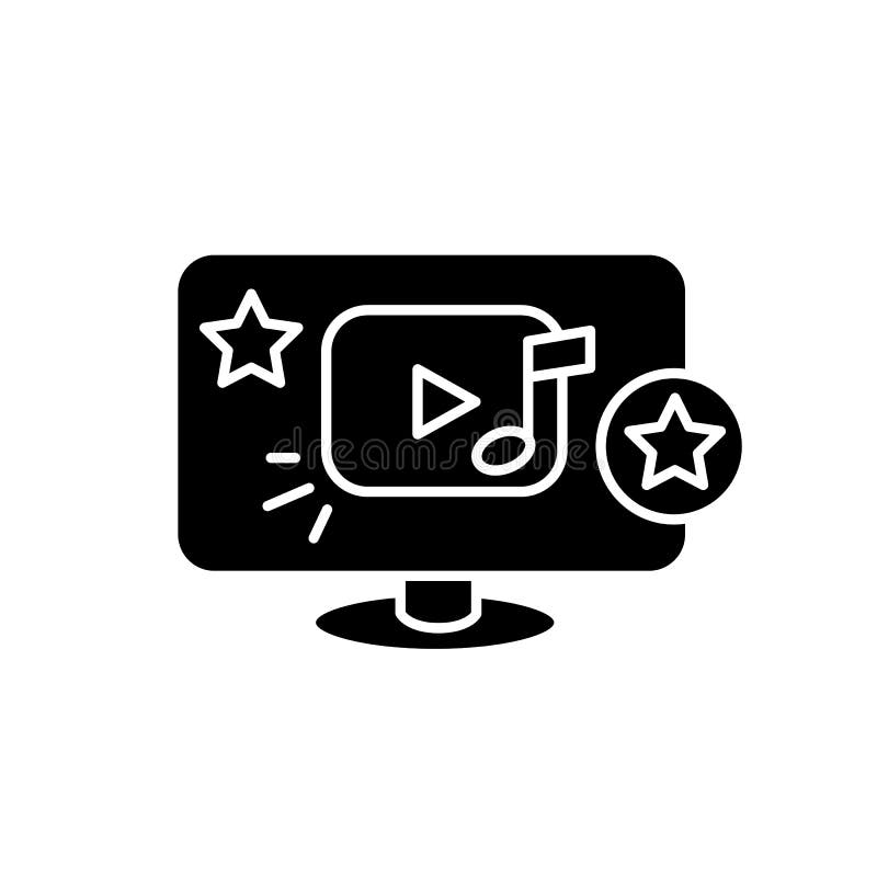 Значок glyph музыкального видео. Иллюстрация силуэт иллюстрация штока