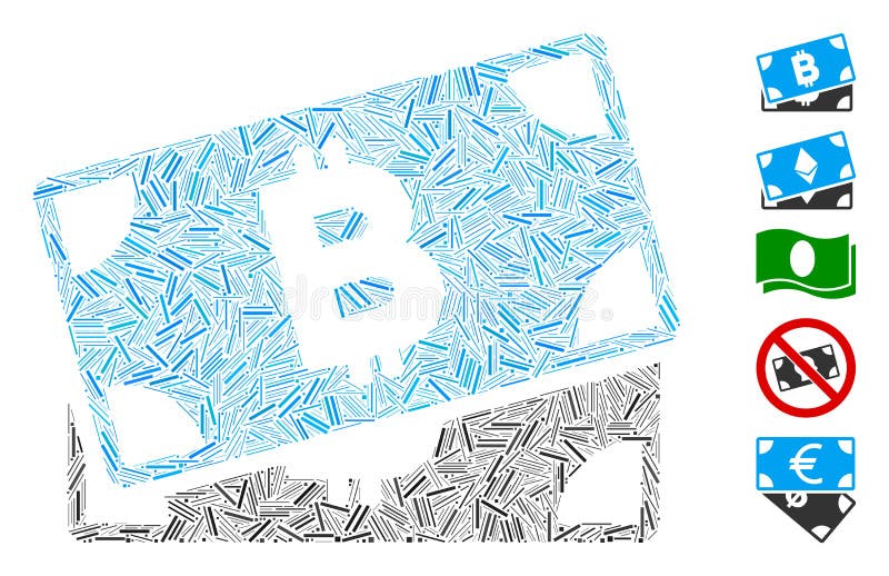 Значок банкнот bitcoin люк коллажа. иллюстрация штока