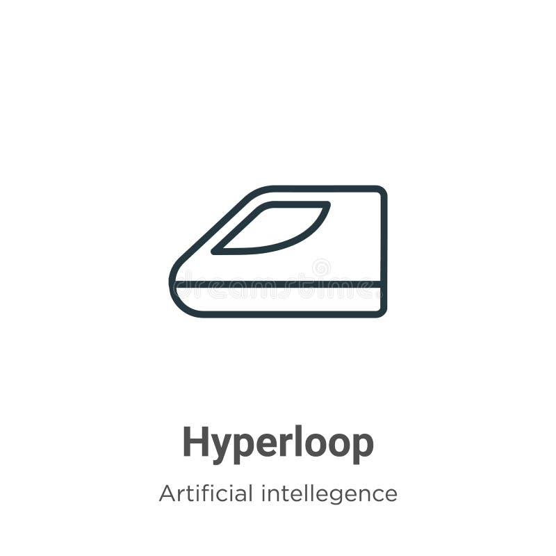 Значок вектор Hyperloop плана Тонкая грань значок hyperloop черного, иллюстрация элемента плоского вектора простая от редактируемое искусственного intellegence и будущая концепция технологии изолированные на белом фоне