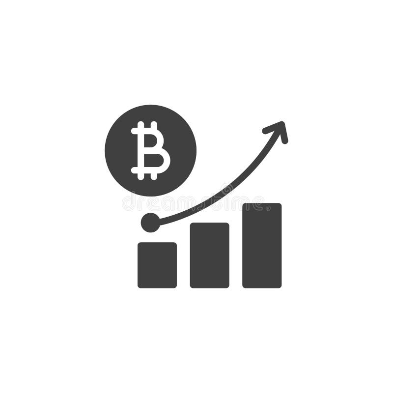Значок вектор, показатели роста bitcoin иллюстрация вектора