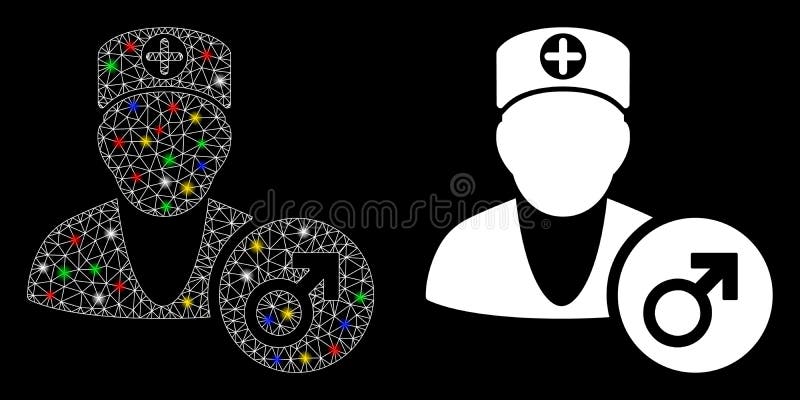 Значок врачи урологии туши sieve утилизации с засветками экрана иллюстрация вектора