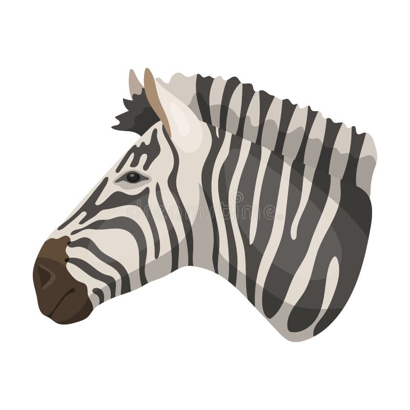 Значок зебры в стиле шаржа на белой предпосылке Реалистическая иллюстрация вектора запаса символа животных