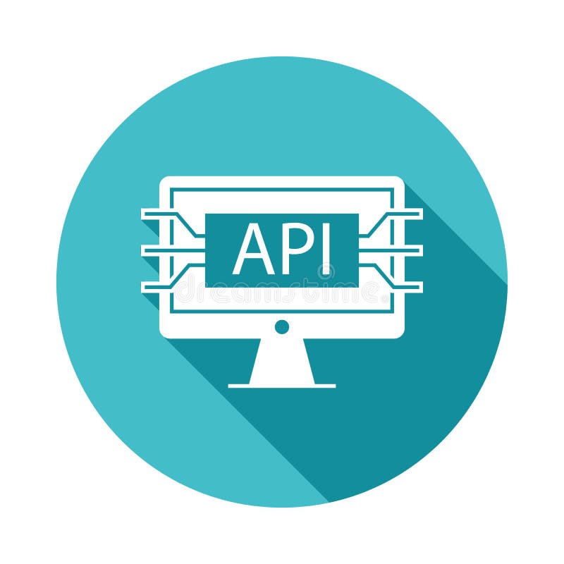 значок интерфейса api компьютера в плоском длинном стиле тени иллюстрация штока значок интерфейса api компьютера в плоском длинном стиле тени иллюстрация штока
