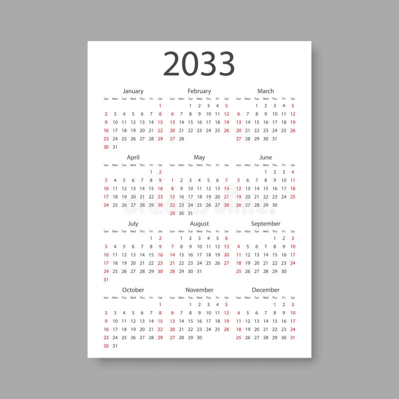 значок календаря на 2033 год в плоском стиле. векторная иллюстрация планера на изолированном фоне. бизнес-концепция знака календер иллюстрация штока