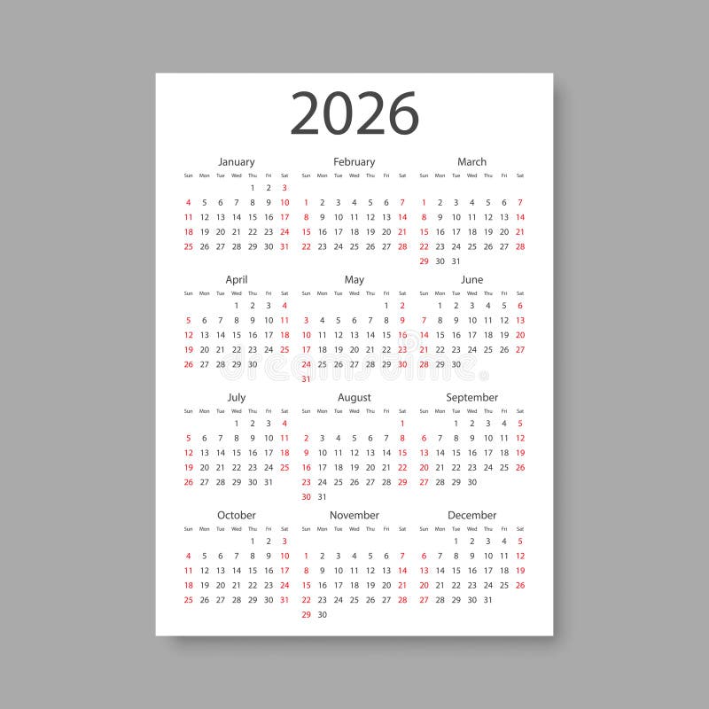 значок календаря на 2026 год. векторная иллюстрация планера на изолированном фоне. бизнес-концепция знака календера бесплатная иллюстрация