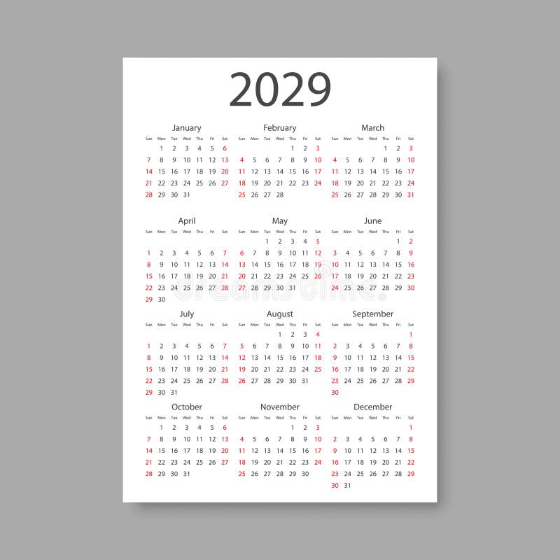 значок календаря на 2029 год. векторная иллюстрация планера на изолированном фоне. бизнес-концепция знака календера иллюстрация вектора