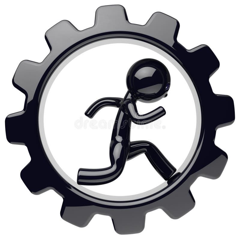Значок колеса шестерни черноты gearwheel работы характера человека внутренний бесплатная иллюстрация