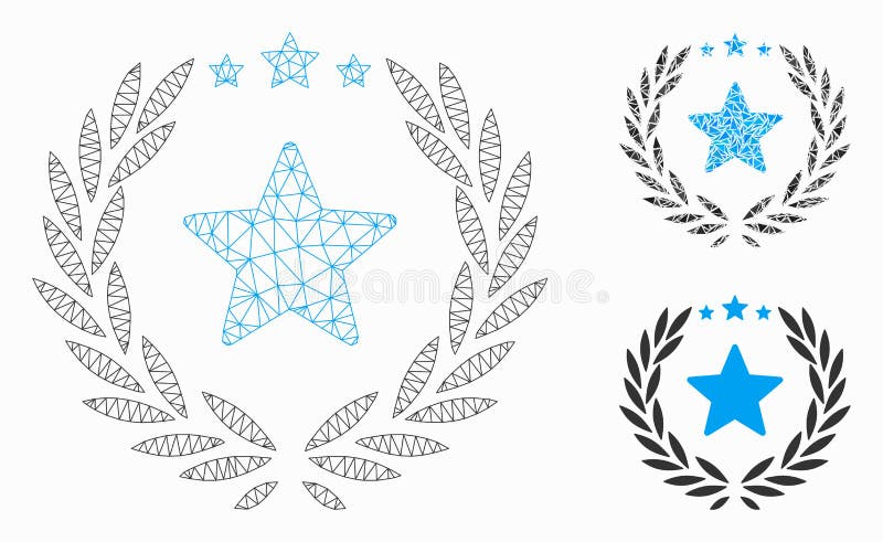 Значок мозаики модели и треугольника сетки вектора эмблемы звезды лавра 2D иллюстрация вектора Значок мозаики модели и треугольника сетки вектора эмблемы звезды лавра 2D иллюстрация вектора