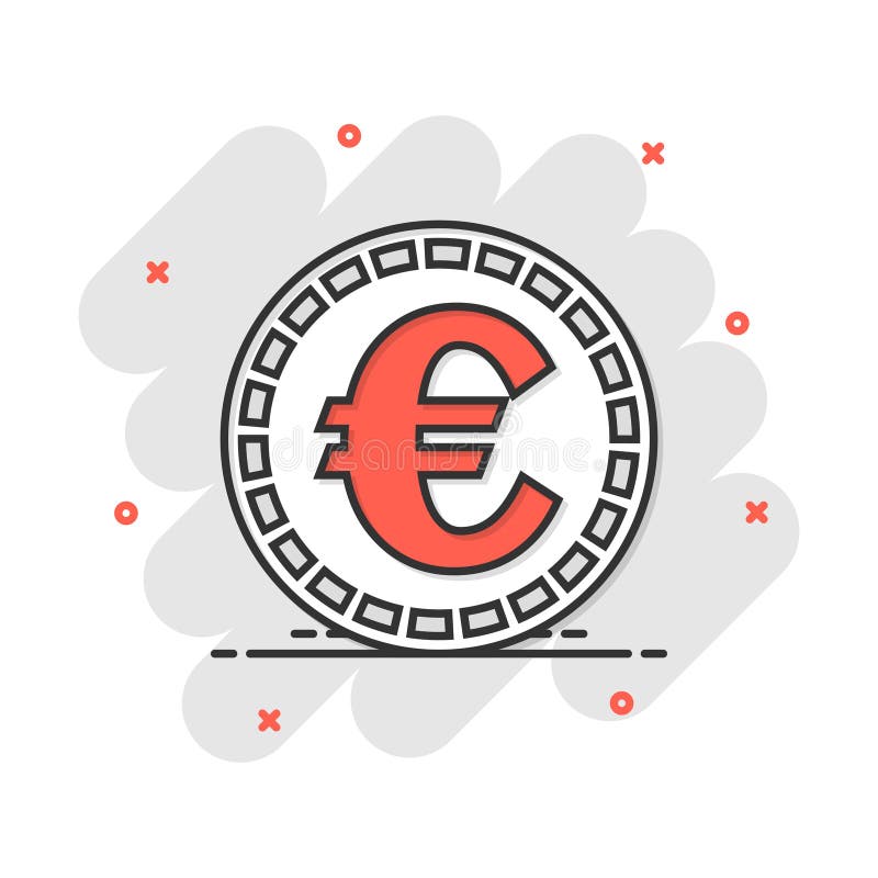 Значок монет евро мультфильма вектора в шуточном стиле. Пиктограмма иллюстрации знака монеты денег. Концепция побочные эффекты биз бесплатная иллюстрация
