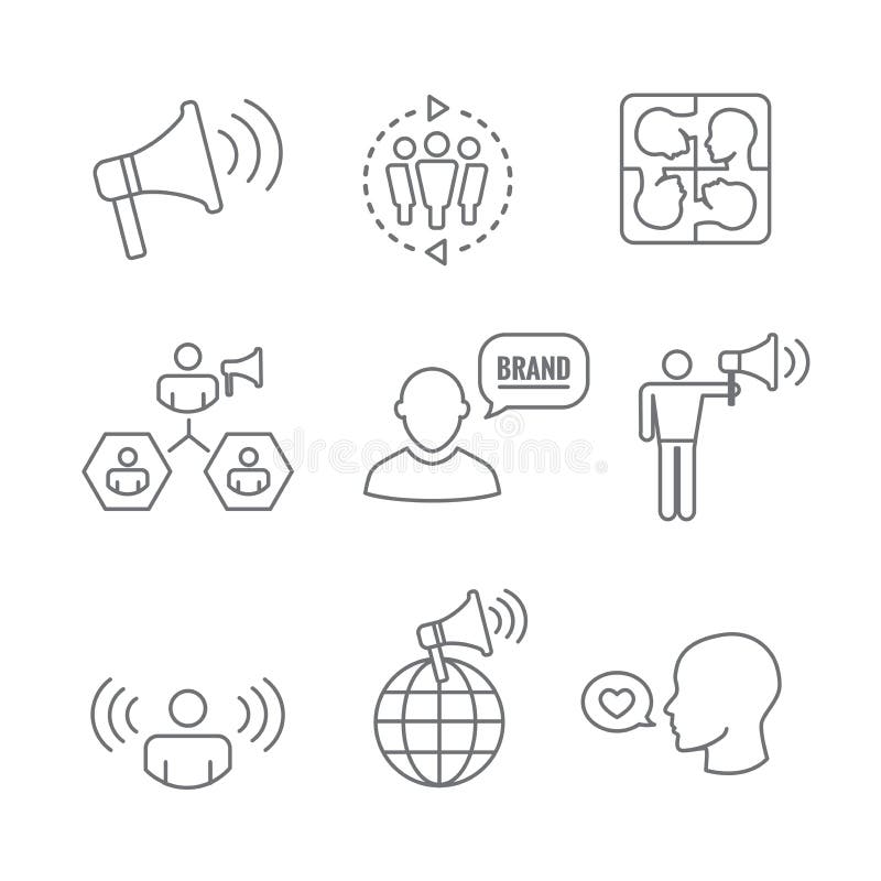 Spokesperson icon set w bullhorn, coordination, pr, public relations person set. Spokesperson icon set w bullhorn, coordination, pr, public relations person set