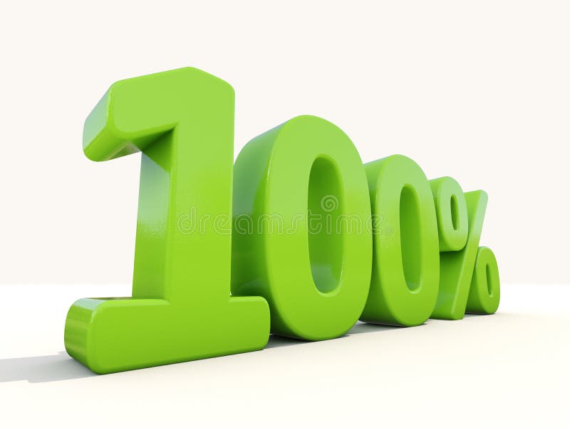 One hundred percent off. Discount 100%. 3D illustration. One hundred percent off. Discount 100%. 3D illustration.