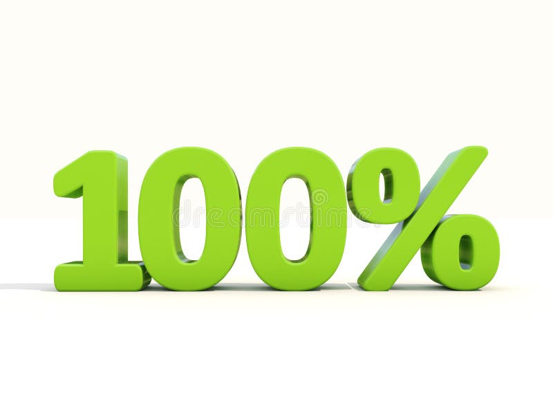 One hundred percent off. Discount 100%. 3D illustration. One hundred percent off. Discount 100%. 3D illustration.