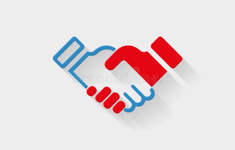 Vector handshake flat icon with long shadow. Elements are layered separately in vector file. Vector handshake flat icon with long shadow. Elements are layered separately in vector file.