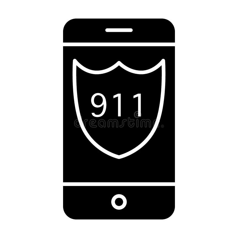 Значок твердого тела аварийного вызова 911 Позвоните по телефону экрану при иллюстрация 911 номера изолированная на белизне Знак иллюстрация вектора